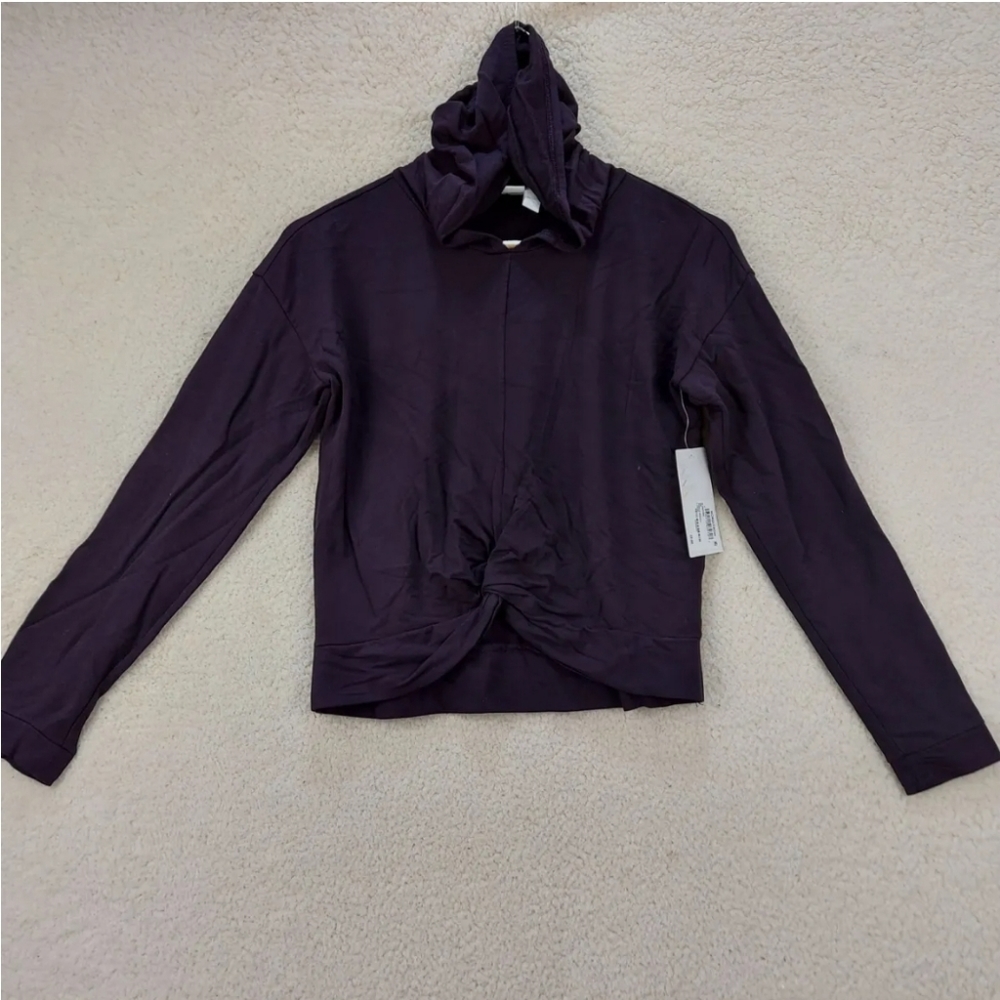 Zella Girl Pullover Hoodie Shirt Kids L (10/12) Purple Nebula Twist Hem